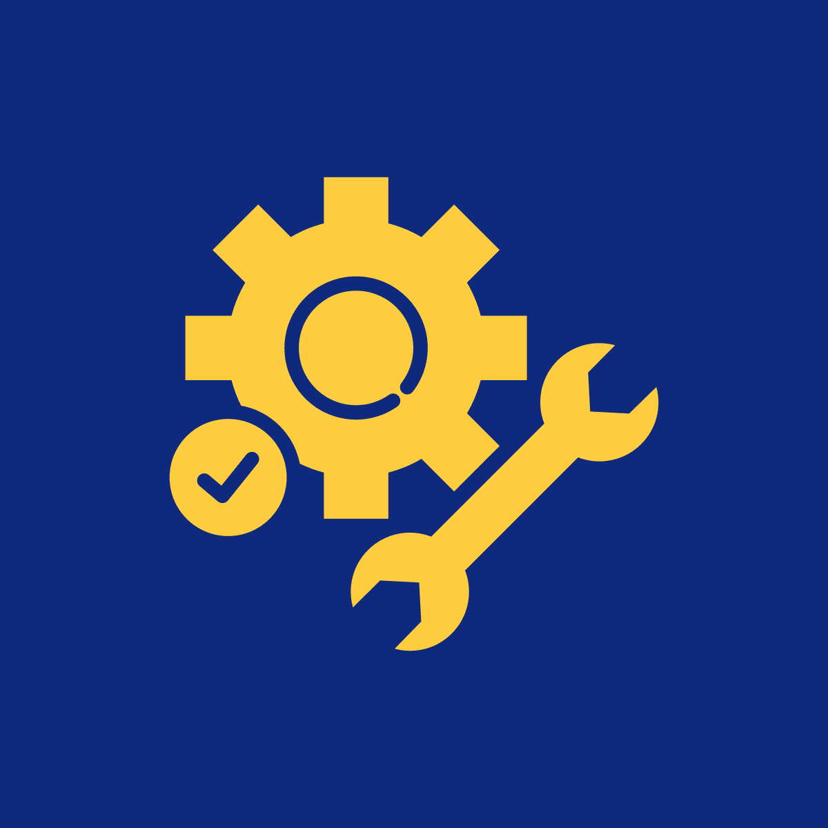 Yellow tools icon on blue background.